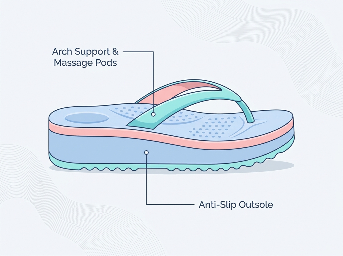 Un par de c&oacute;modas chanclas de playa descansando en la arena cerca del agua