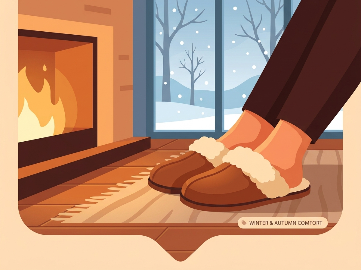 Una c&oacute;moda zapatilla c&aacute;lida para interiores dise&ntilde;ada para las condiciones clim&aacute;ticas de oto&ntilde;o e invierno.