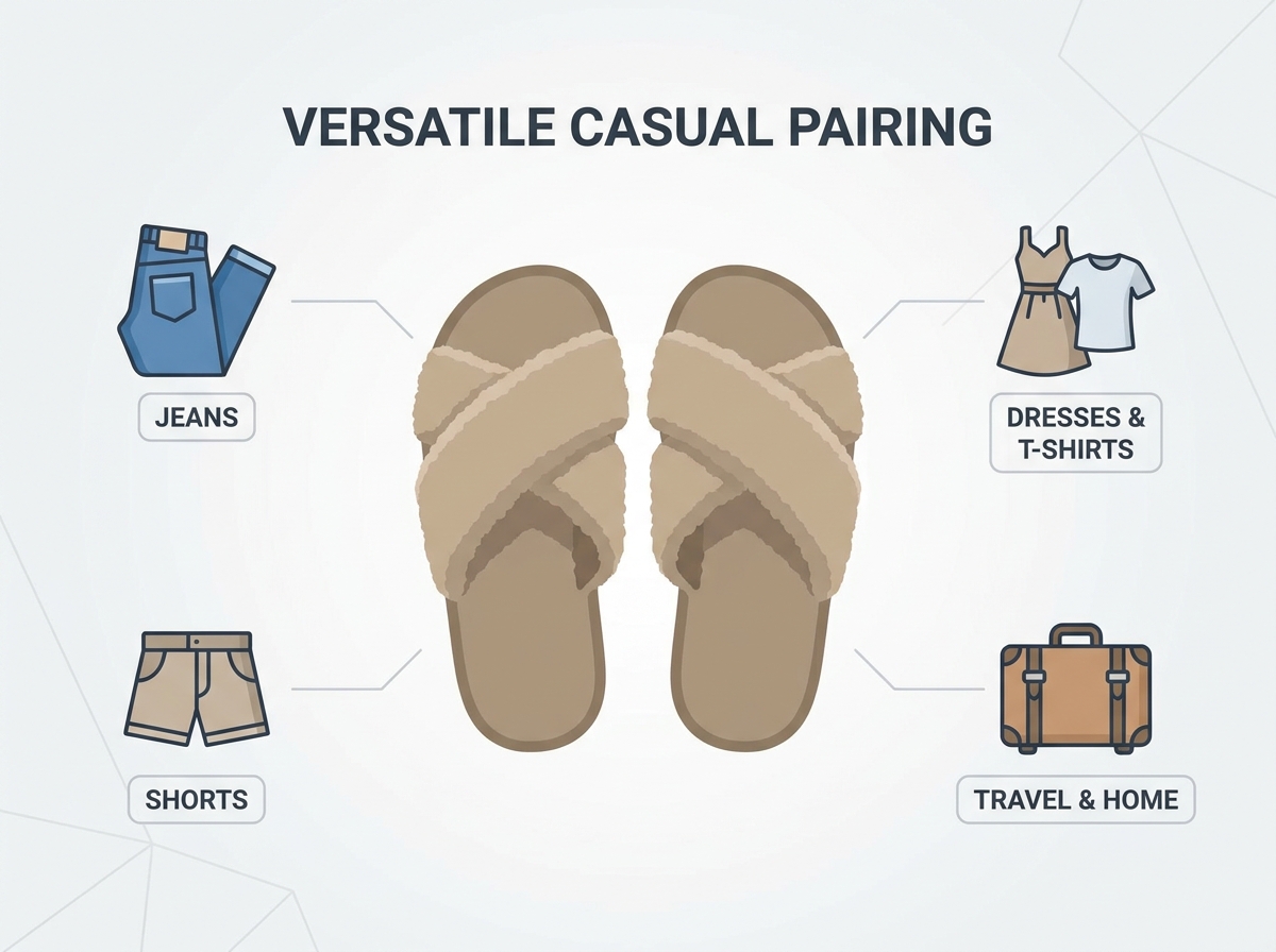 Una elegante zapatilla c&aacute;lida para interior con un c&oacute;modo forro de felpa y un dise&ntilde;o elegante adecuado para el hogar y para uso informal.